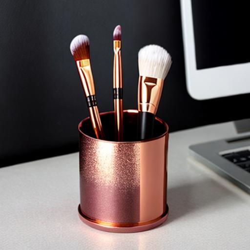 Makeup Brush Holder with Rose Gold Accents - The Perfect Blend of Functionality and Style